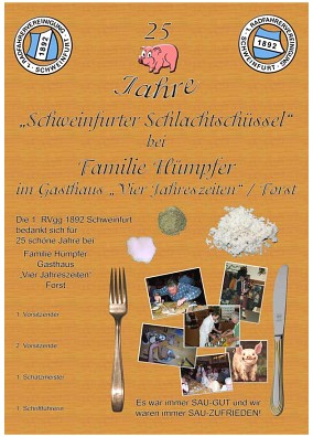 Urkunde 25 Jahre Schlachtschüssel