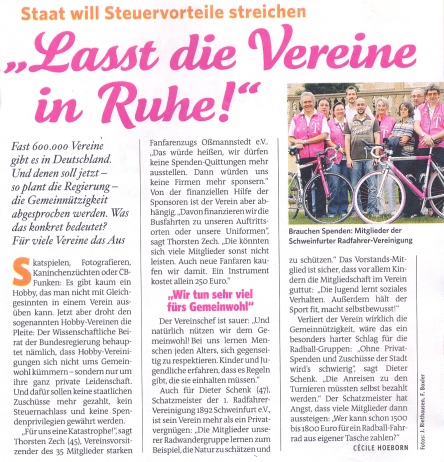 Staat kontra Gemeinnützigkeit - Bericht in der Bild der Frau